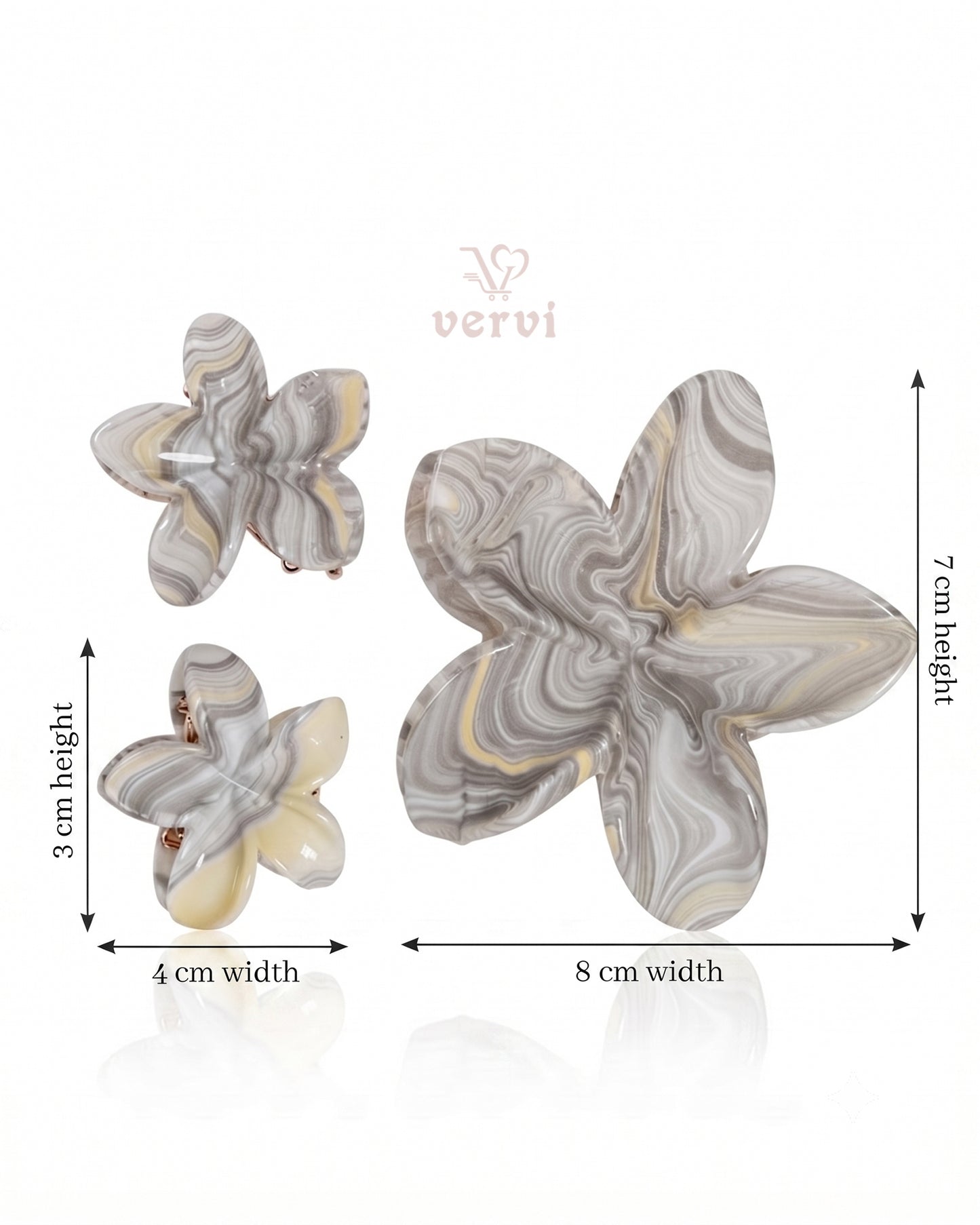 Marble Flower Hair Claw Clip Set 2 (Pack of 6)