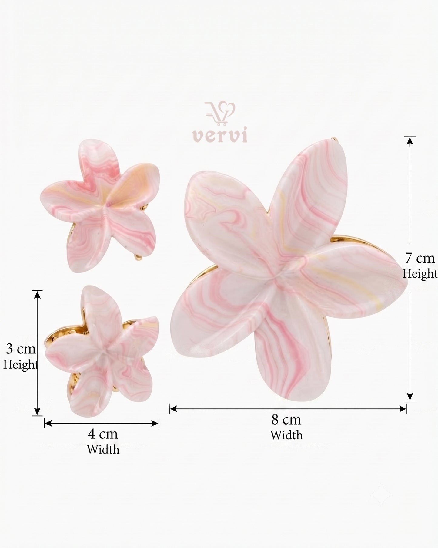 Marble Flower Hair Claw Clip Set 3 (Pack of 6)