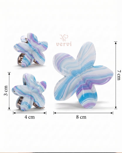 Marble Flower Hair Claw Clip Set 4 (Pack of 6)