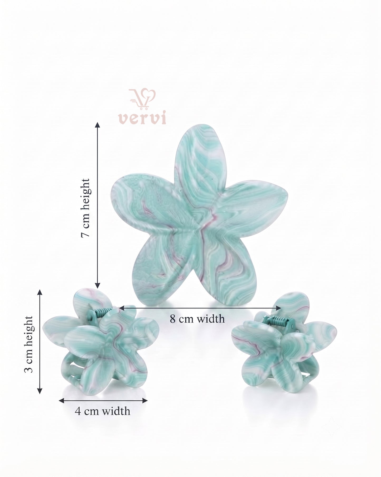 Marble Flower Hair Claw Clip Set 5 (Pack of 6)
