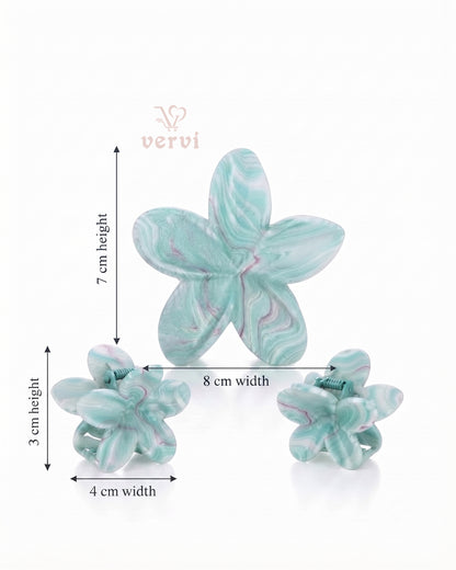 Marble Flower Hair Claw Clip Set 5 (Pack of 6)