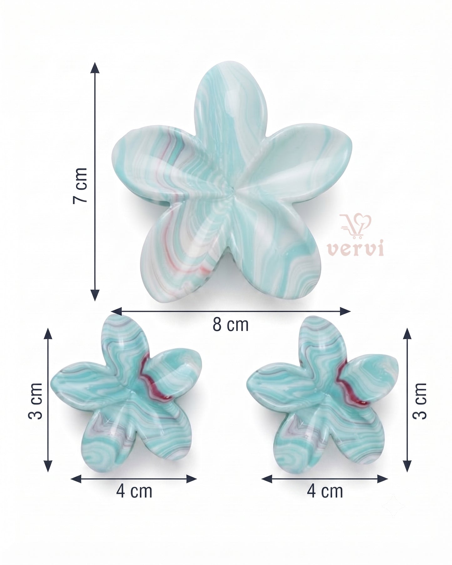 Marble Flower Hair Claw Clip Set 6 (Pack of 6)