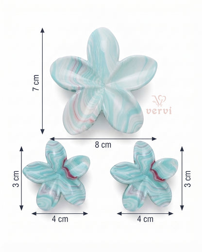 Marble Flower Hair Claw Clip Set 6 (Pack of 6)
