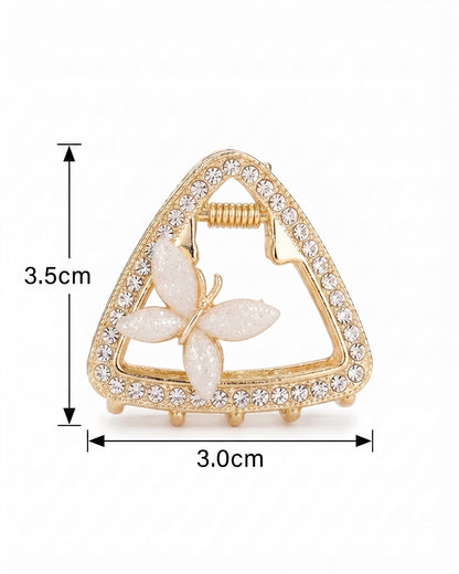 Crystal Heart Flower Hair Claw Clip