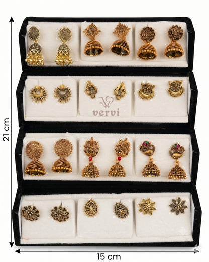 Jhumka Combo Earrings Box Combo 1 - Antique Gold