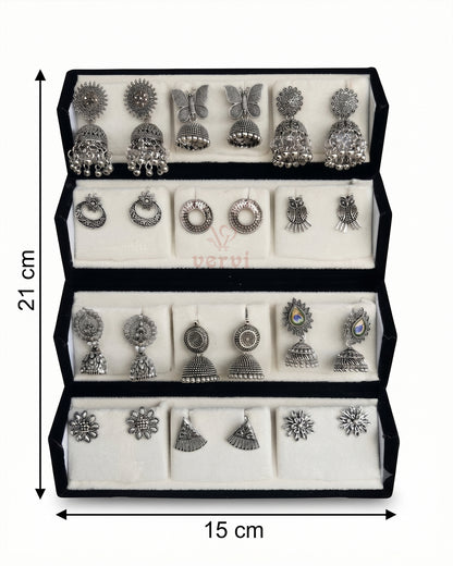Jhumka Combo Earrings Box Combo 2 - Oxidized Silver