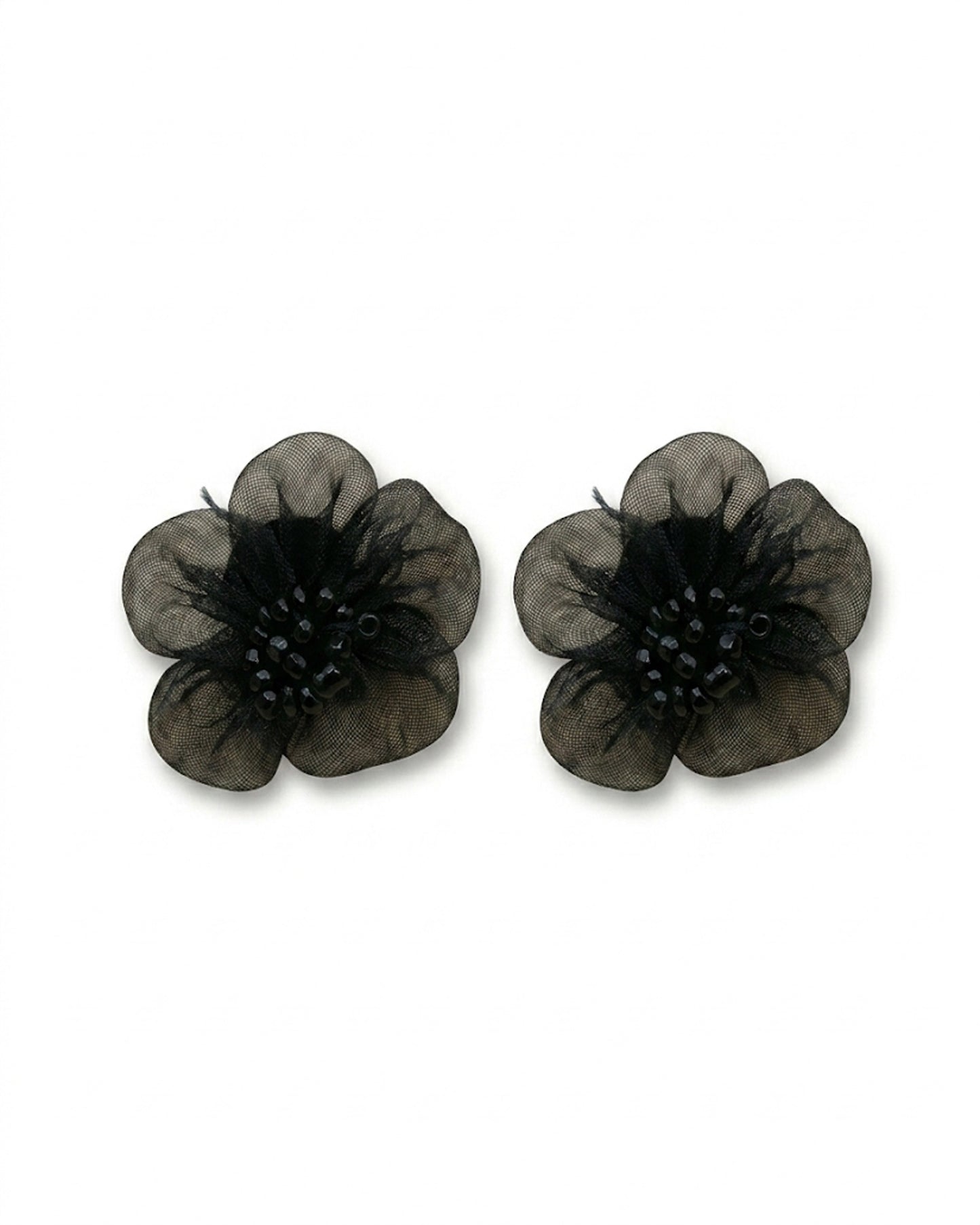 Korean Black Flower Earring