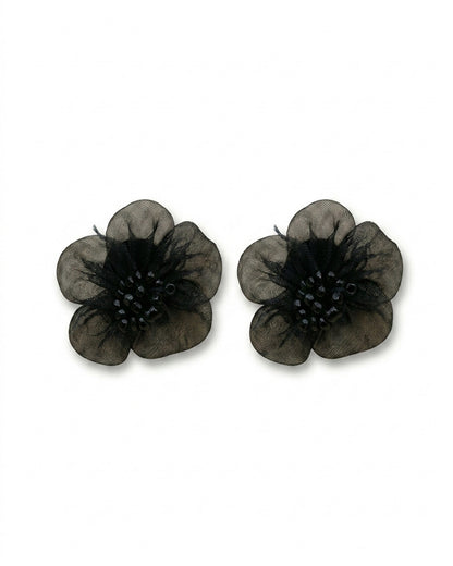 Korean Black Flower Earring