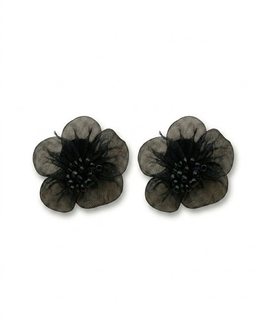 Korean Black Flower Earring