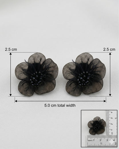 Korean Black Flower Earring