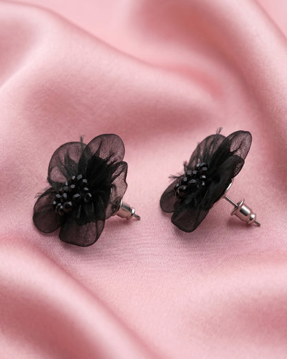 Korean Black Flower Earring