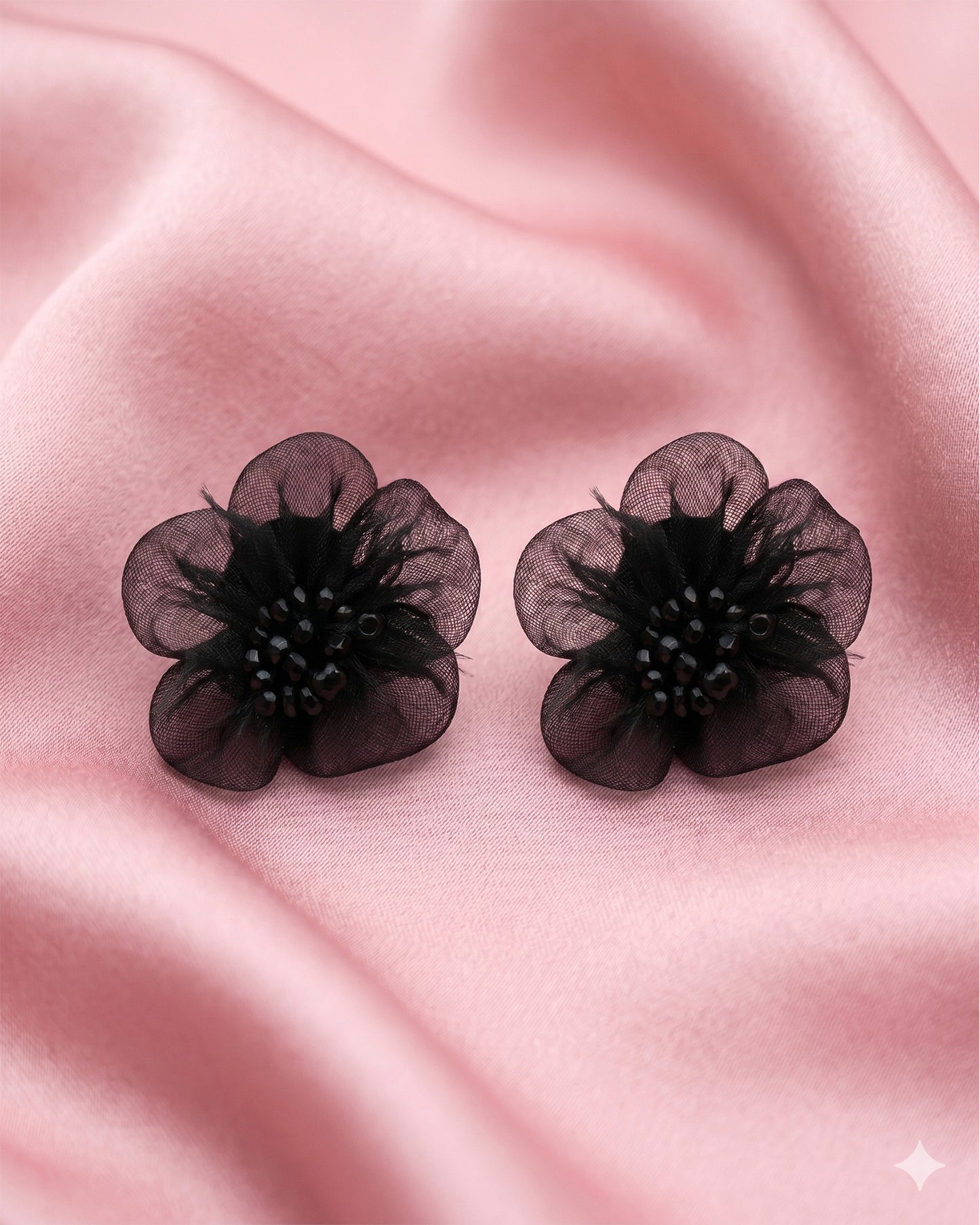 Korean Black Flower Earring